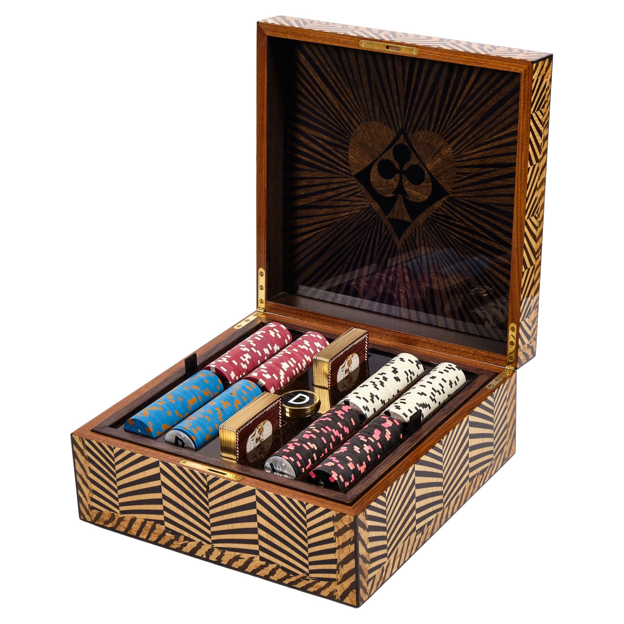 Skull Marquetry Poker Set by Alexandra Llewellyn
