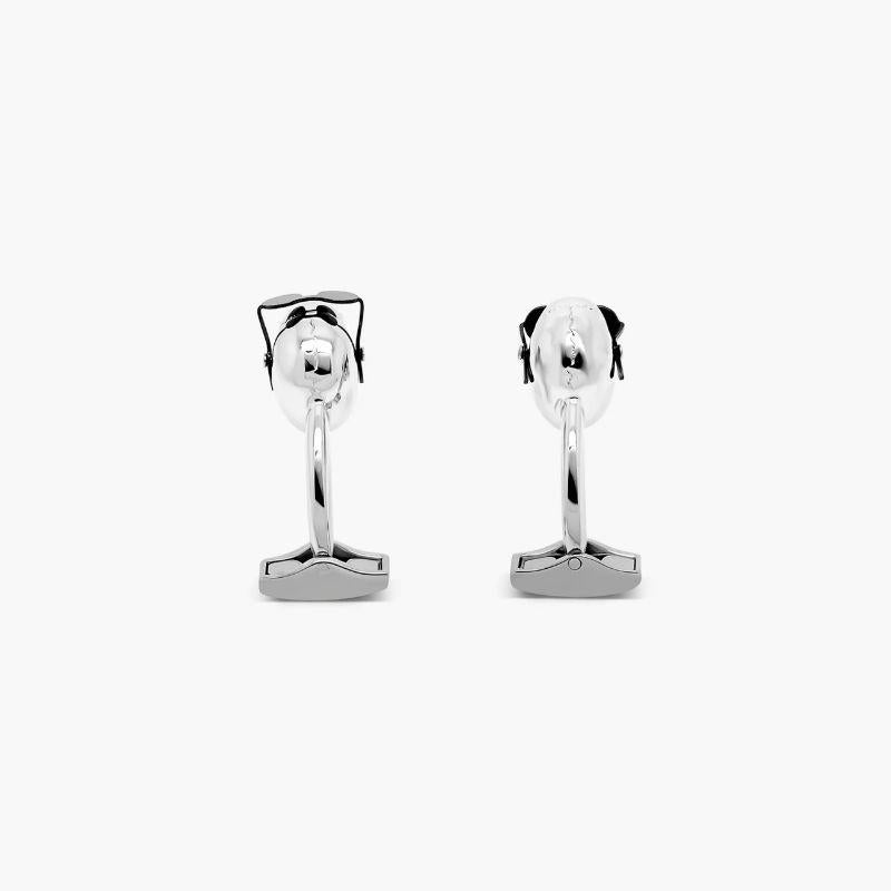 Skull Mechanical Cufflinks in Stainless Steel In New Condition For Sale In Fulham business exchange, London