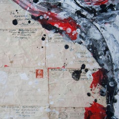 Crâne sur lettres d'amour par Aaron Bueso Peinture contemporaine Guerre civile Éphémères