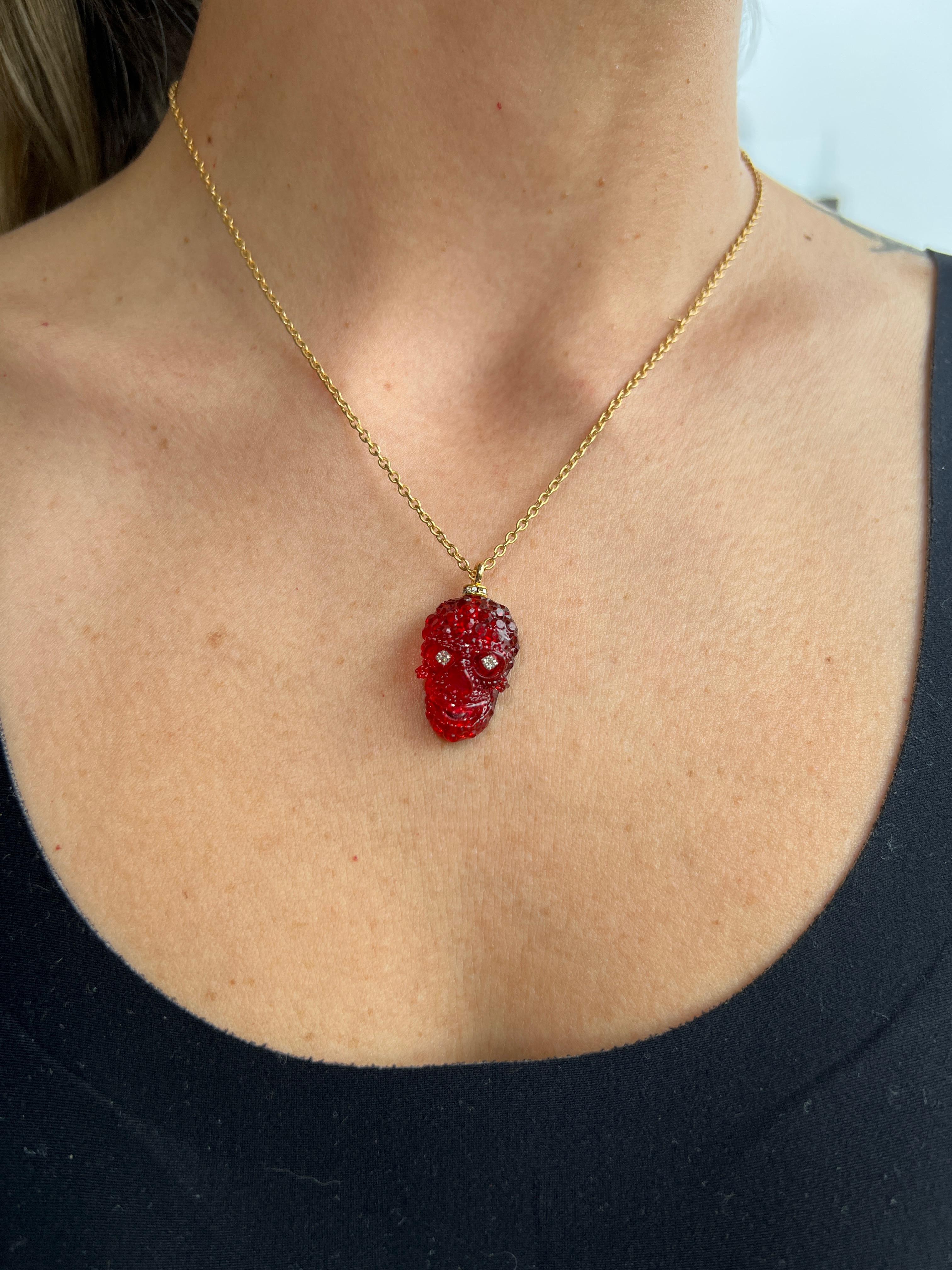da uomo o donna Collana con ciondolo a forma di teschio. in vendita