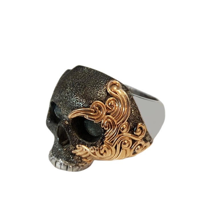 Skull Ring in White Gold and Rose Gold For Sale at 1stDibs