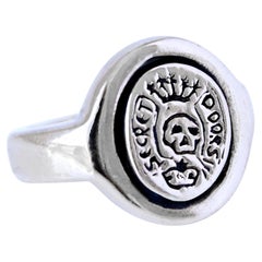 Skull Ring Silver Crest Signet Ring J Dauphin