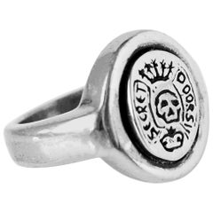 Skull Ring Sterling Silver Crest Signet Ring J Dauphin