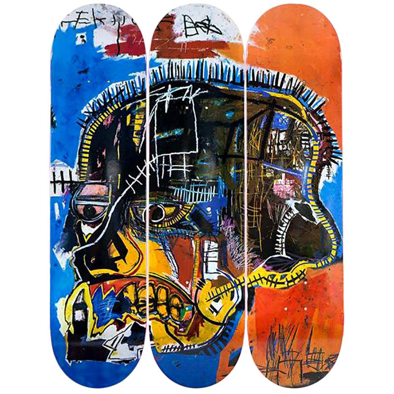 Skateboard-Decken mit Totenkopf nach Jean-Michel Basquiat