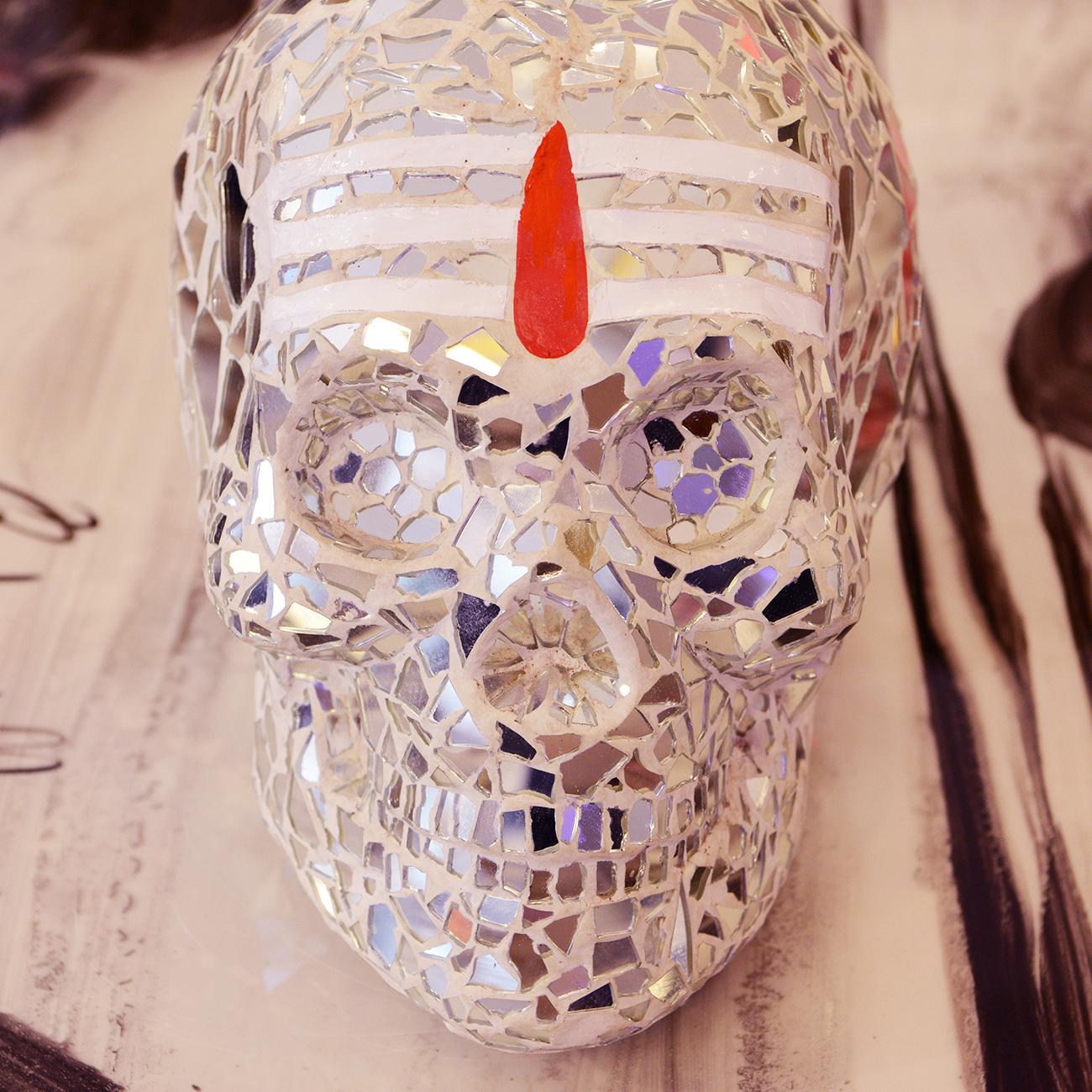 Glass Skull Vanity Sadhu B Sculpture For Sale