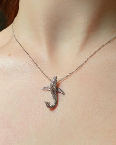 Sculptural shark pendant, 18k white gold, 268 diamonds Ges, 1.34ct, animal jewel