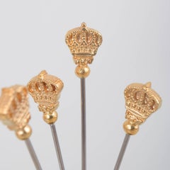 Skultuna. Four cocktail sticks with gilt crown finials. Late 20th C.