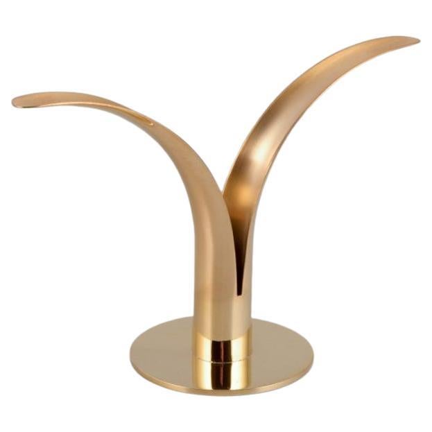 Skultuna "Liljan" candle holder in brass. Swedish modern design. 21th C