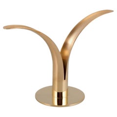 Skultuna "Liljan" candle holder in brass. Swedish modern design. 