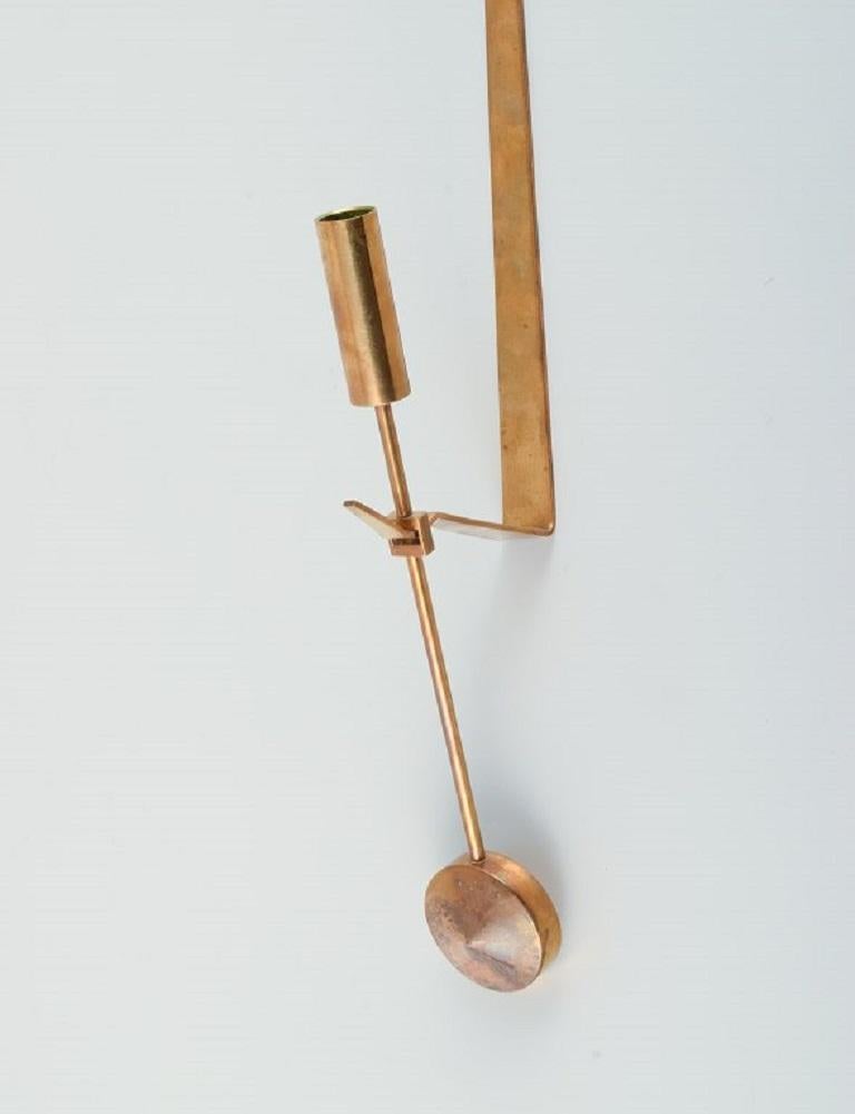 Scandinavian Modern Skultuna, Sweden, Four Brass Candlesticks for Wall Hanging