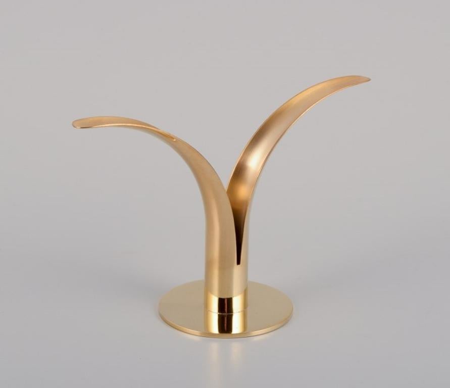 Skultuna, Sweden. "Liljan" candle holder in brass. Designed by Ivar Björk For Sale