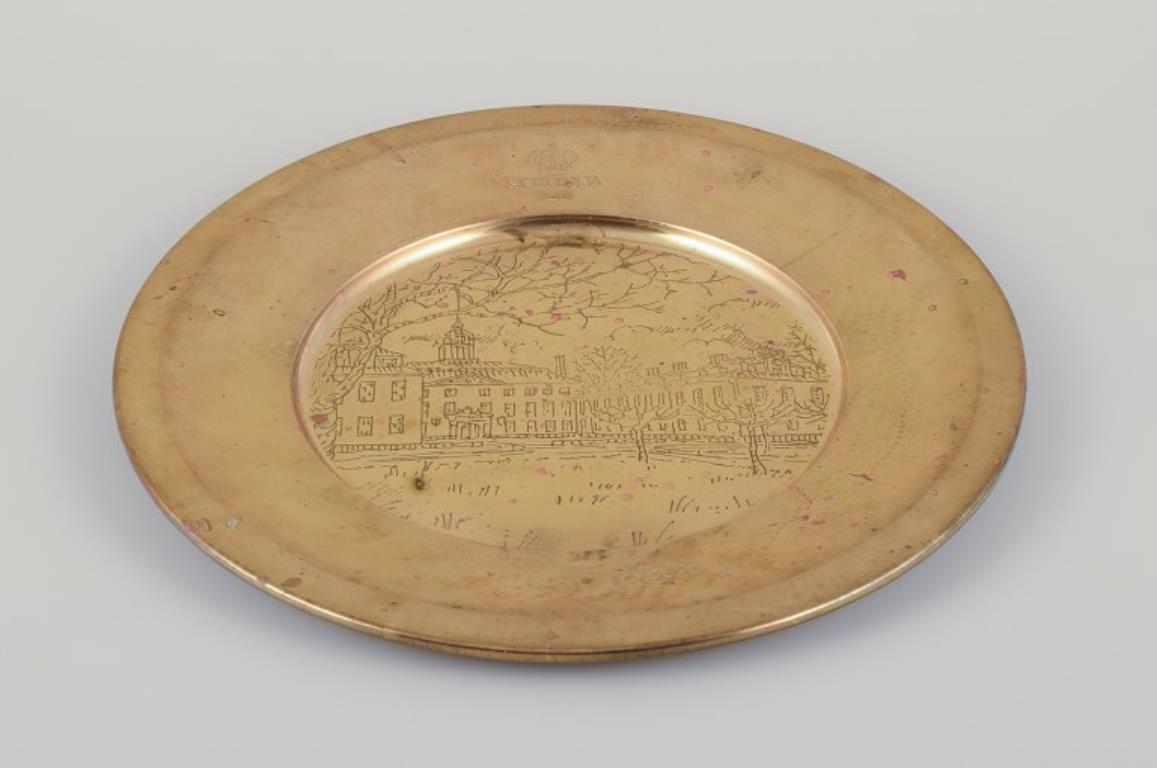 Swedish Skultuna, Sweden. Three Christmas cover plates in brass. For Sale