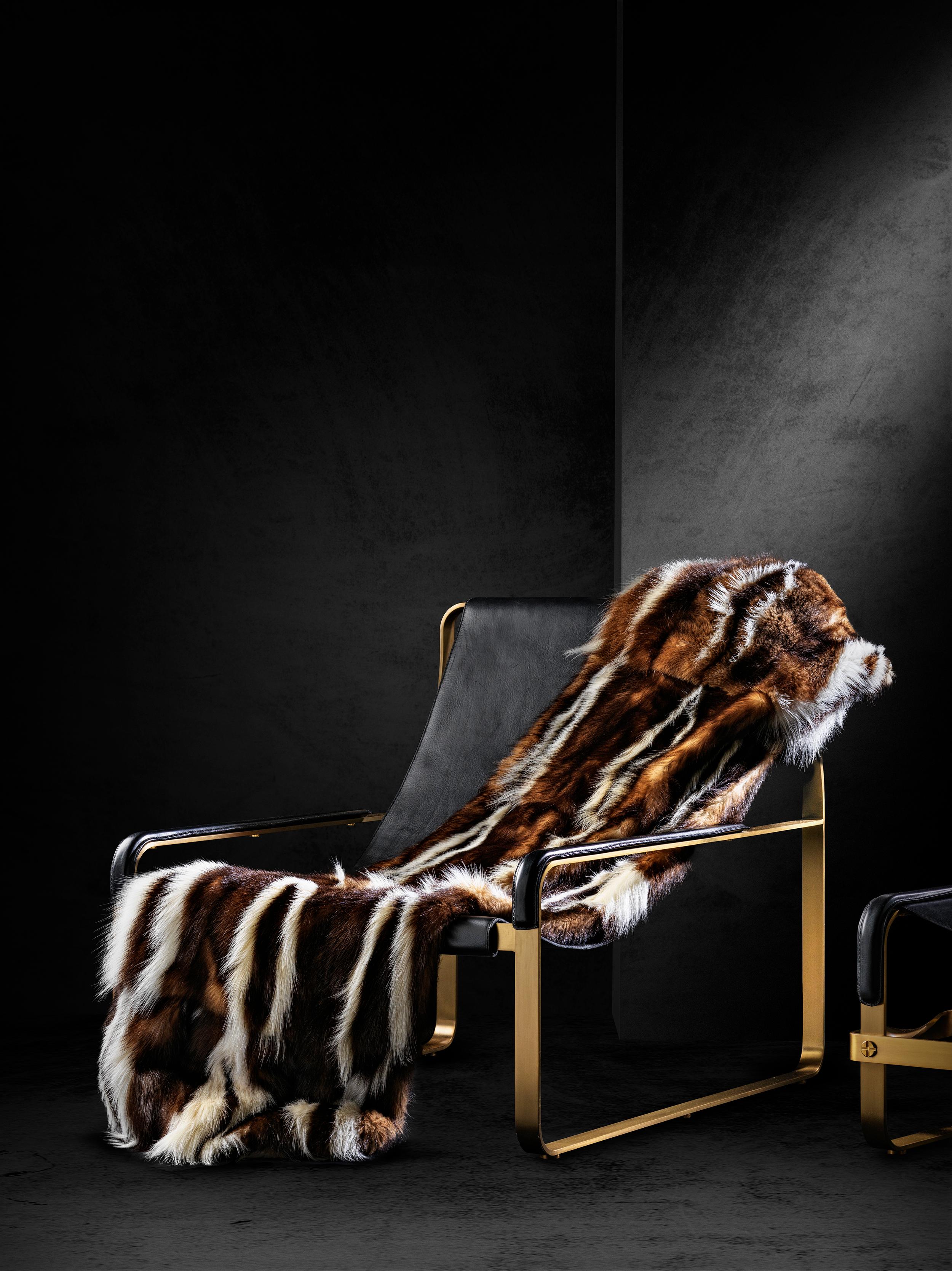 Spanish Skunk Fur Bed / Sofa Throw Blanket. Merino Wool Backing