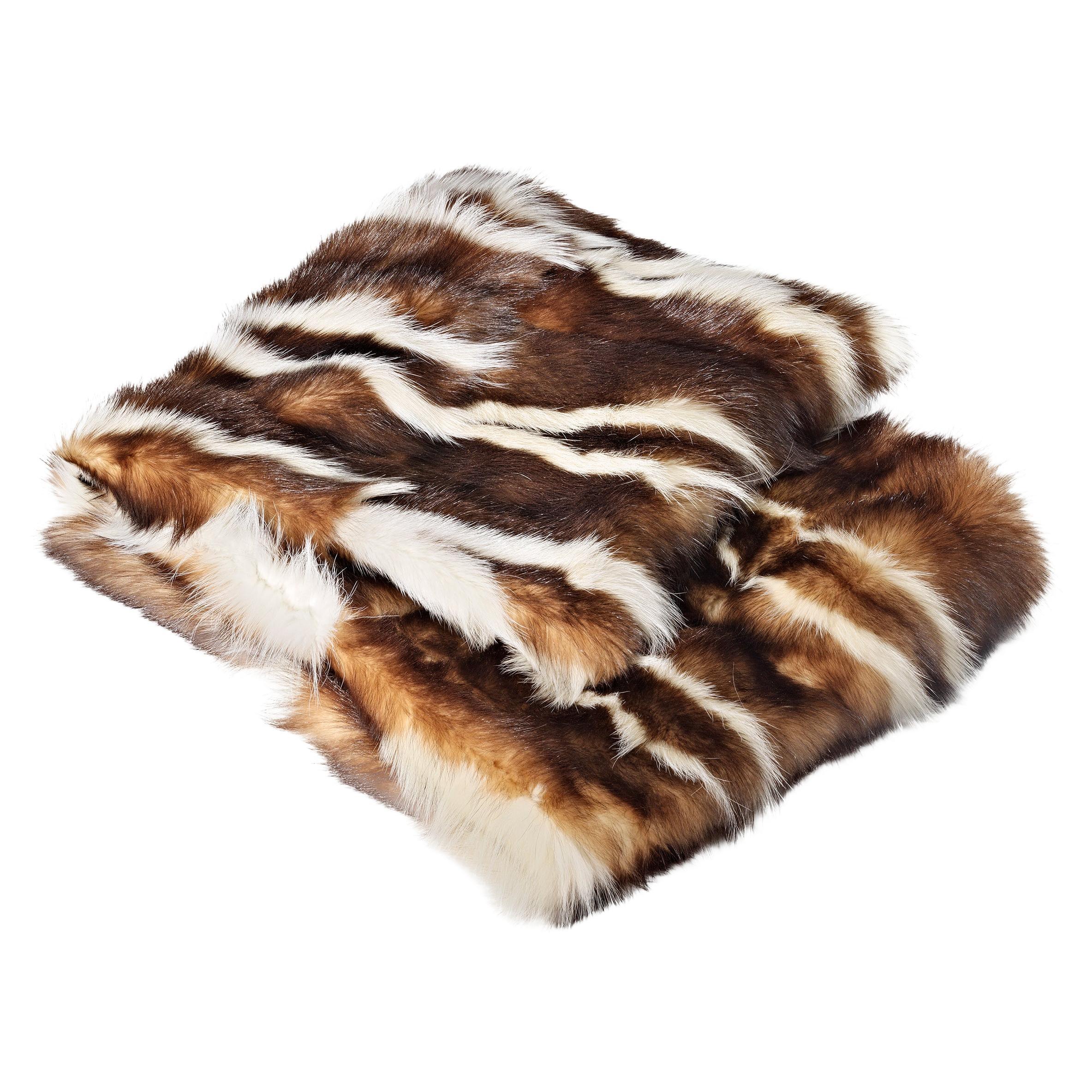 Skunk Fur Bed / Sofa Throw Blanket. Merino Wool Backing For Sale