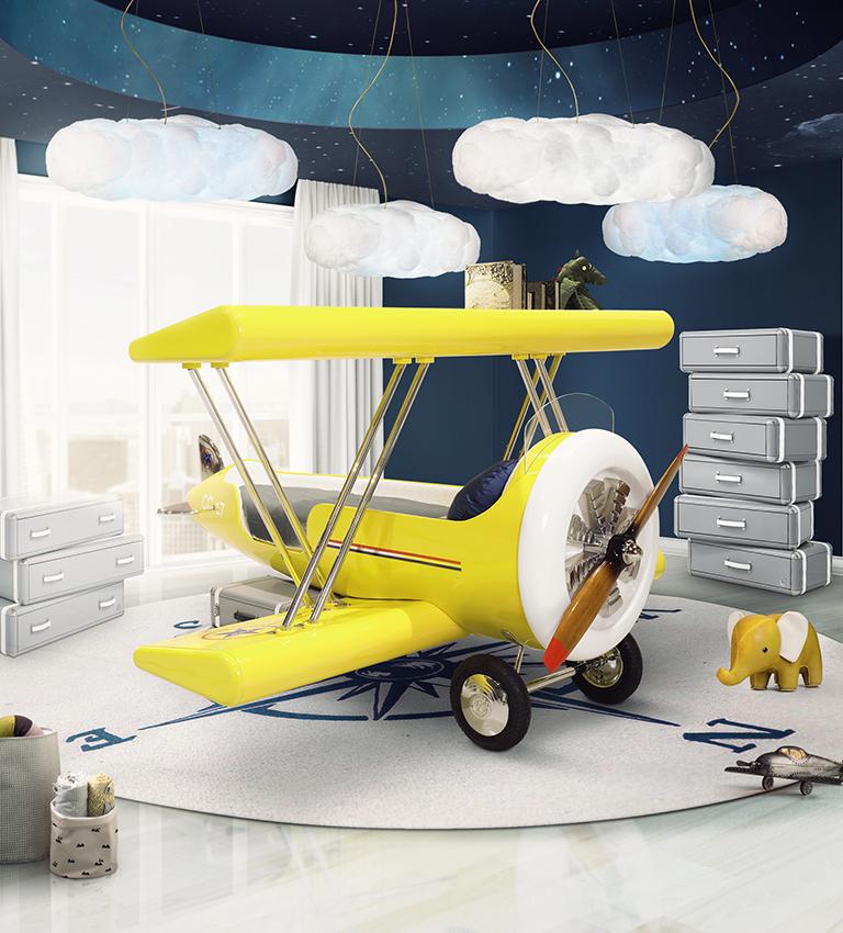 Stainless Steel Sky B Plane Kids Bed in shape of an airplane by Circu Magical Furniture For Sale