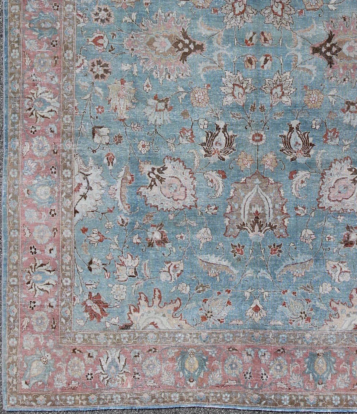 pink and blue floral rug