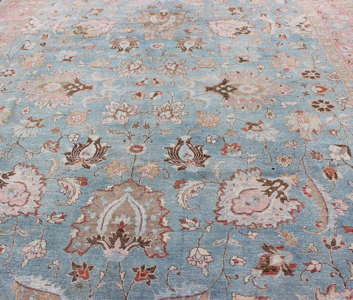 pink and blue persian rug