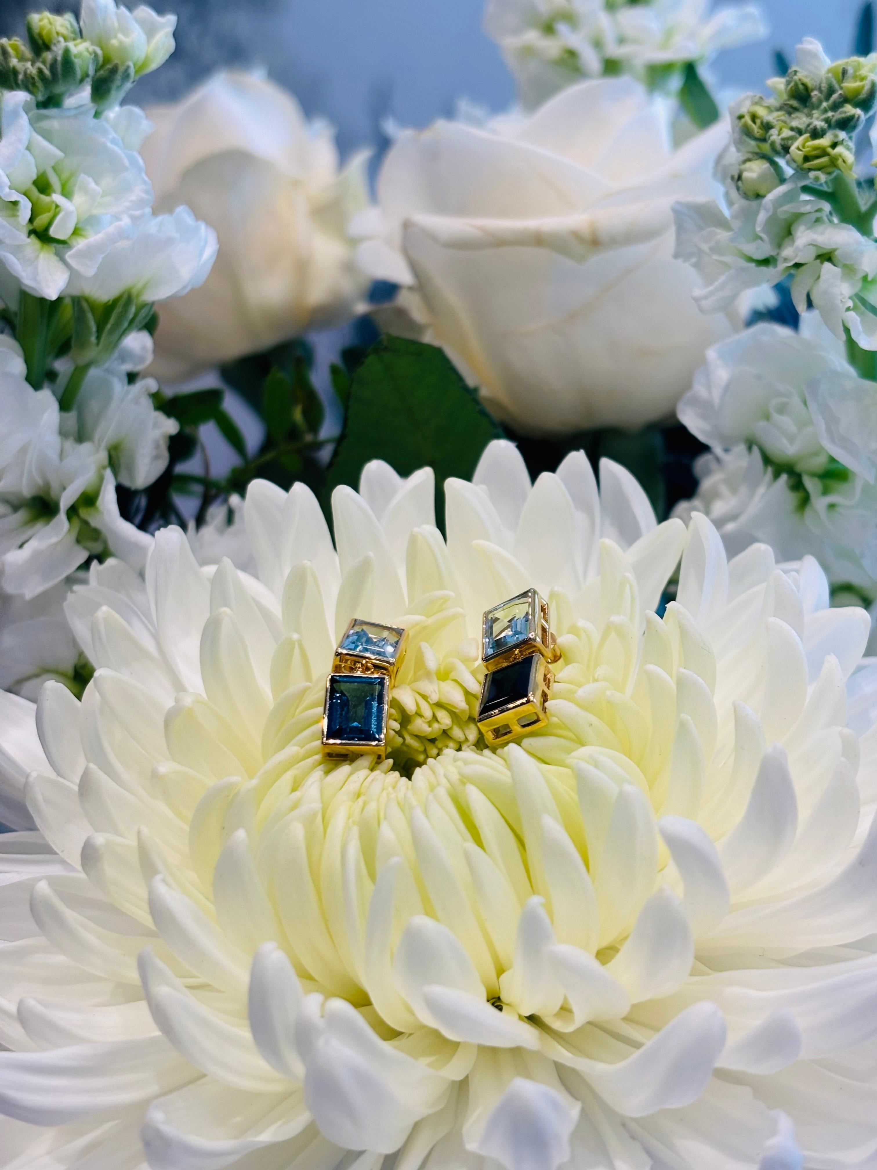 2 Tropfenohrringe in Himmelblau und Teal Topas im Zustand „Neu“ im Angebot in London, GB