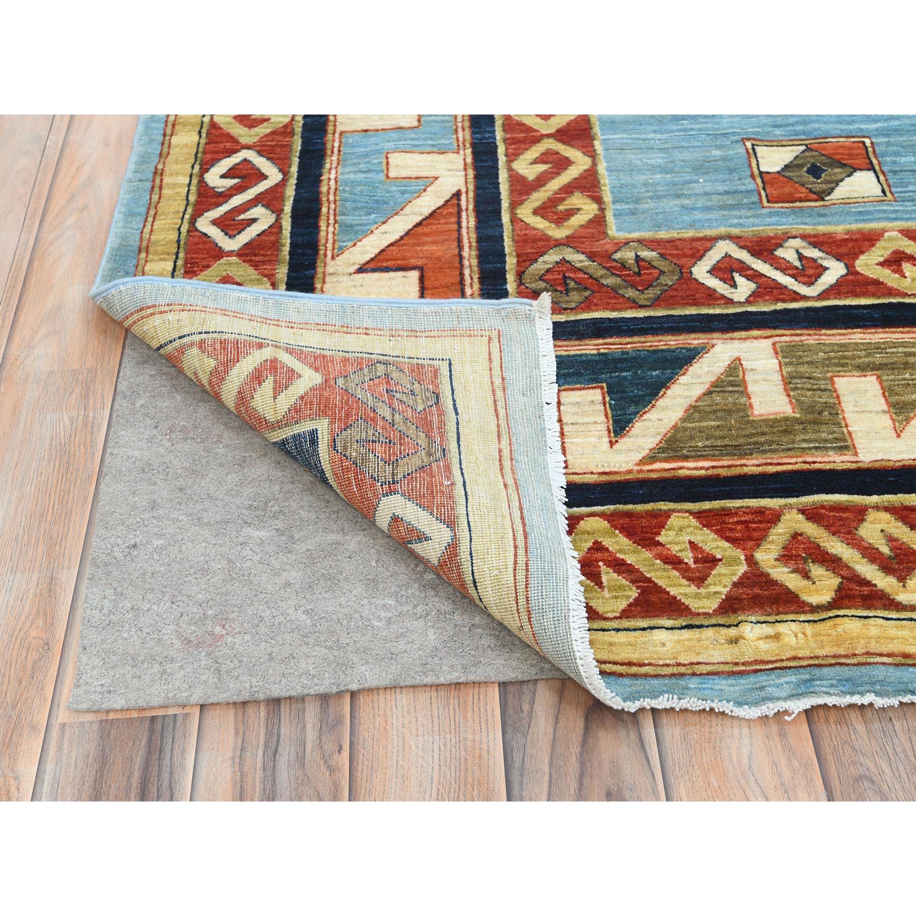 Afghan Tapis oriental noué à la main bleu ciel du Caucase 200 KPSI 9'0