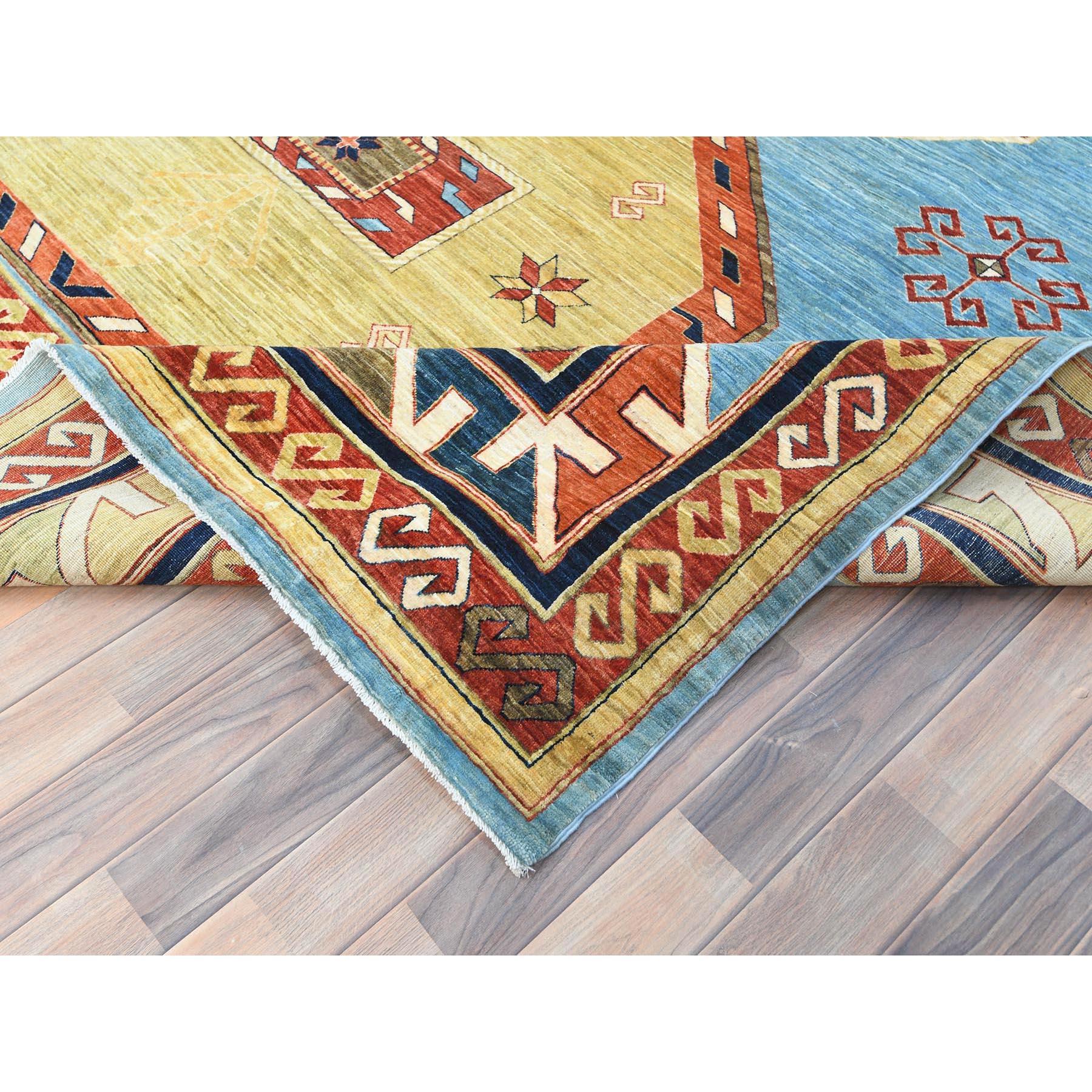 Tapis oriental noué à la main bleu ciel du Caucase 200 KPSI 9'0
