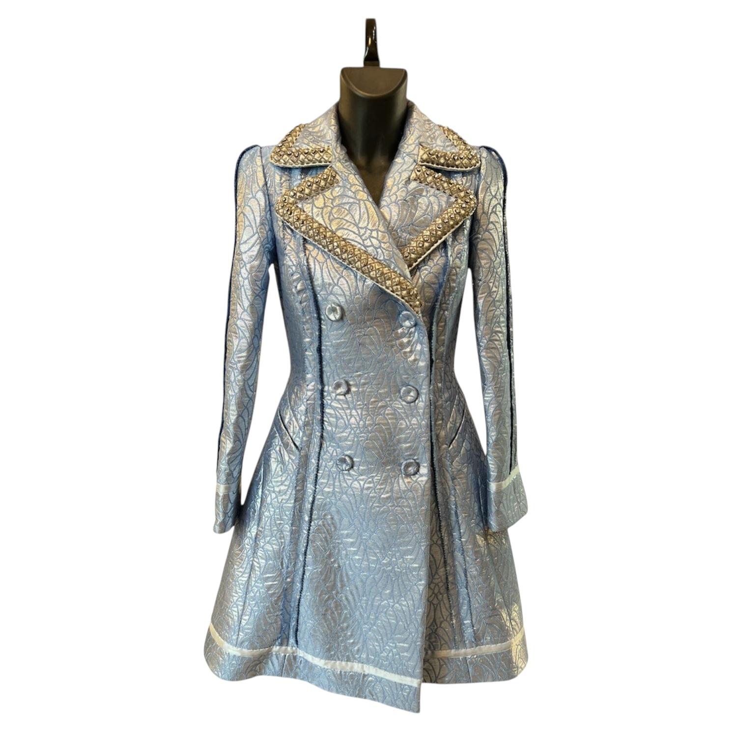 Sky Blue Coat Moschino with Gray Rhinestones