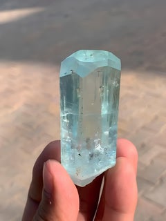 Sky-Blue Color Natural Diamond Cut Terminated Aquamarine Crystal From Pakistan
