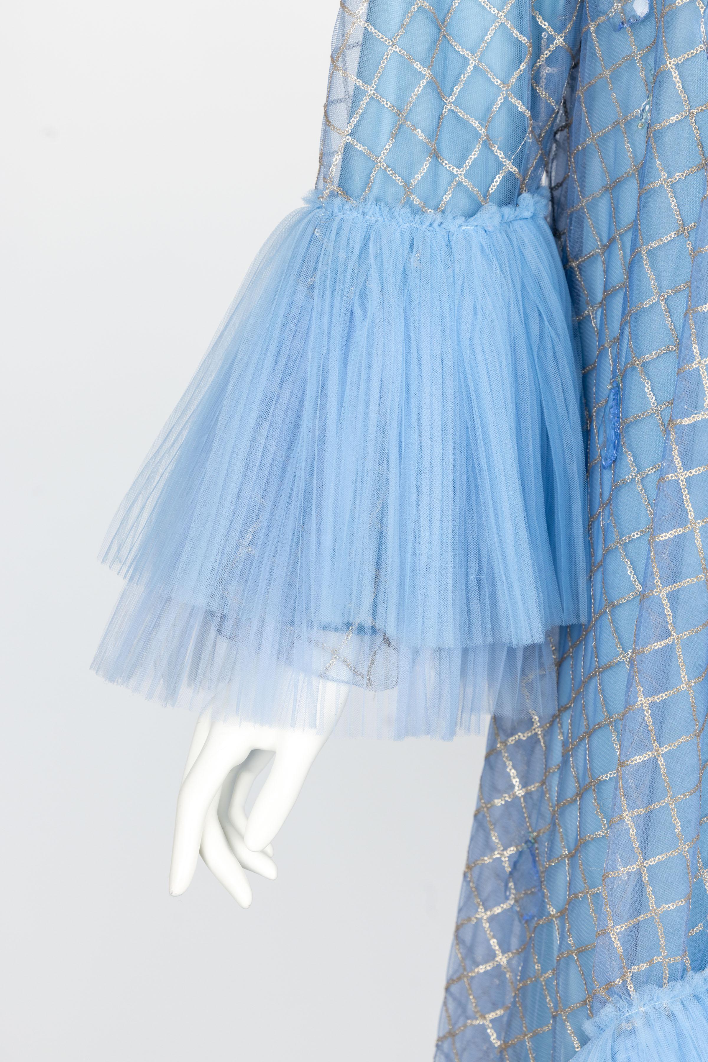 Sky Blue Crystal Tear Drop Couture Gown  4