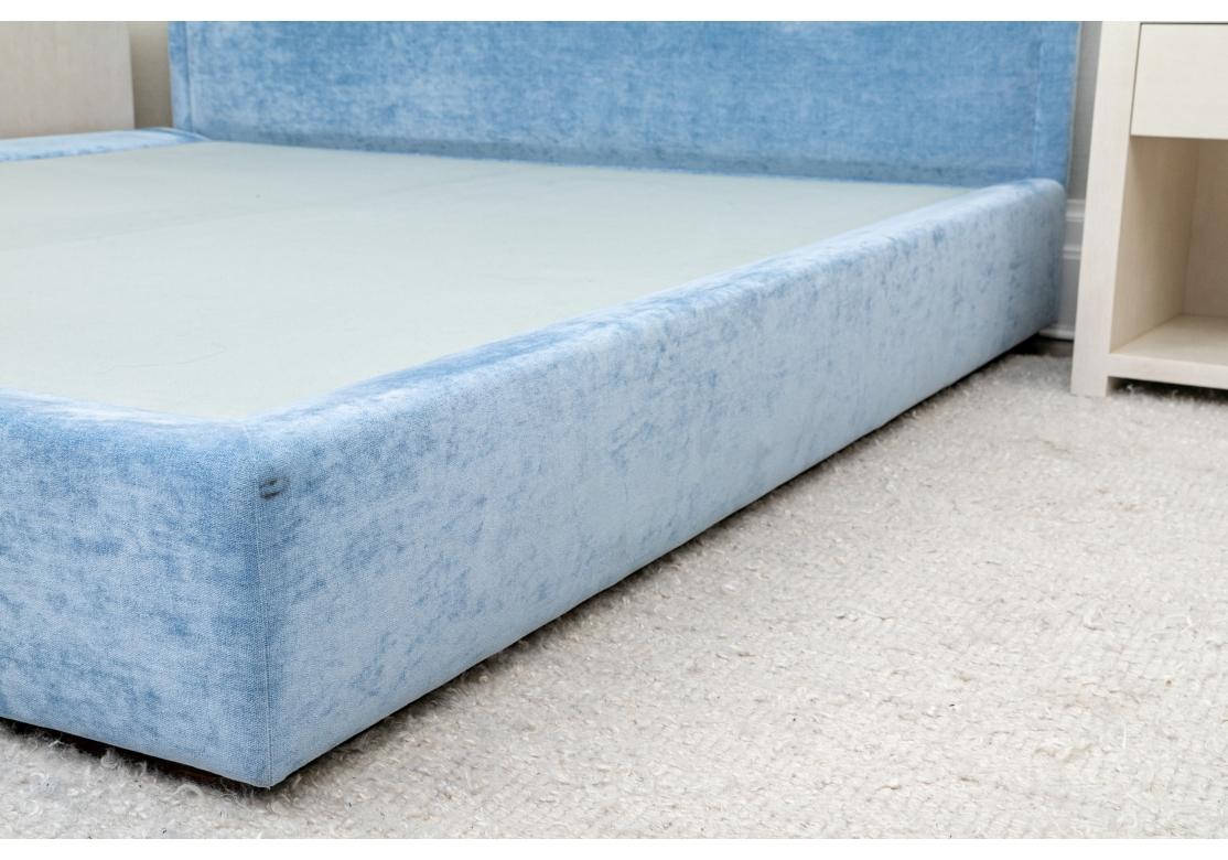 Sky Blue Custom King Platform Bed  In Good Condition For Sale In Bridgeport, CT