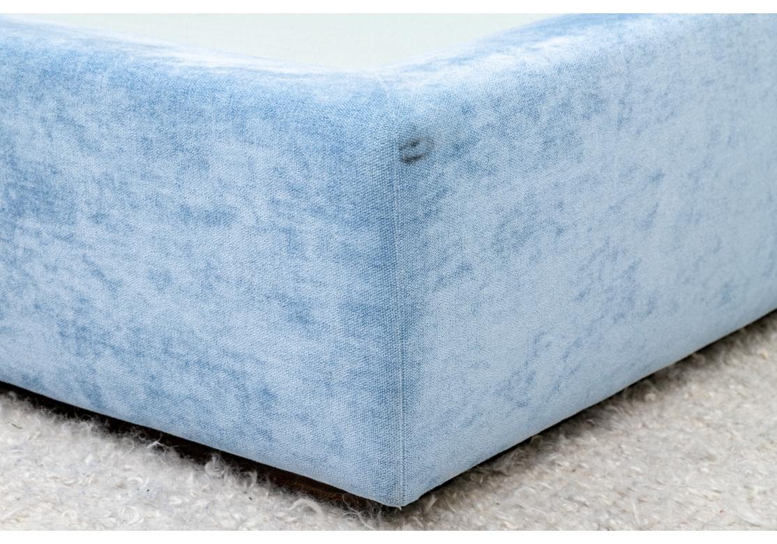 Fabric Sky Blue Custom King Platform Bed  For Sale