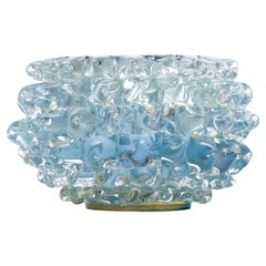 Sky Blue Murano Glass Bowl, Incamiciato Technique, Modern Design
