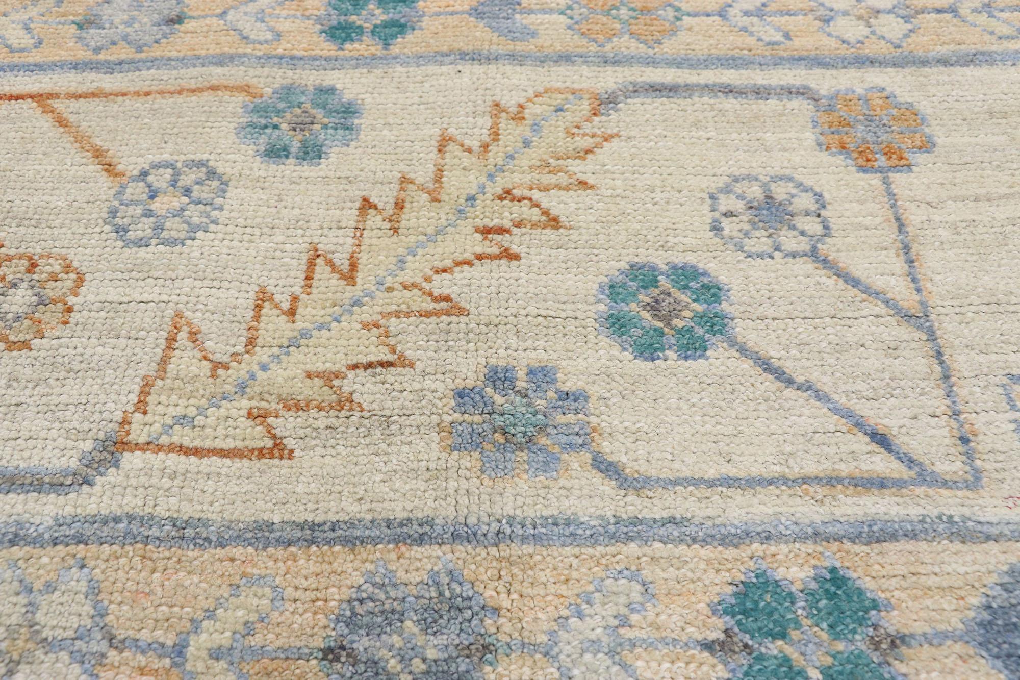 Sky Blue Oushak Rug, Quiet Sophistication Meets Coastal Tranquility In New Condition For Sale In Dallas, TX