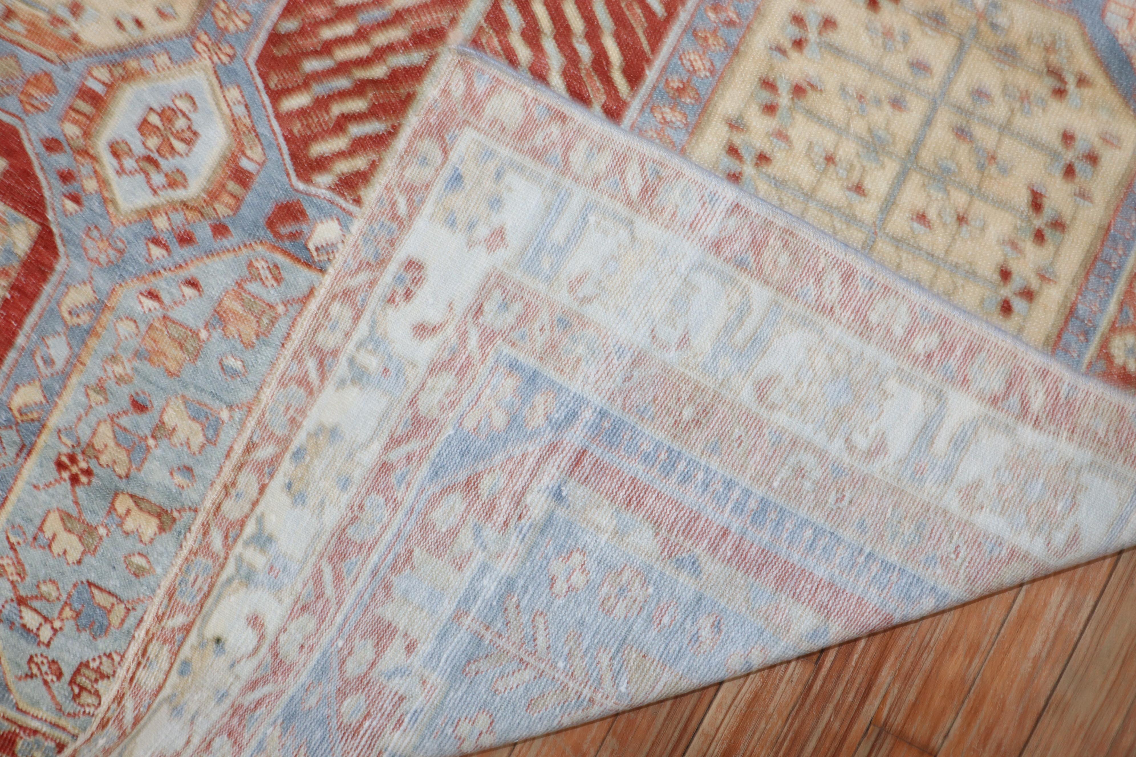 Hand-Woven Sky Blue Persian Bakhtiari Rug For Sale