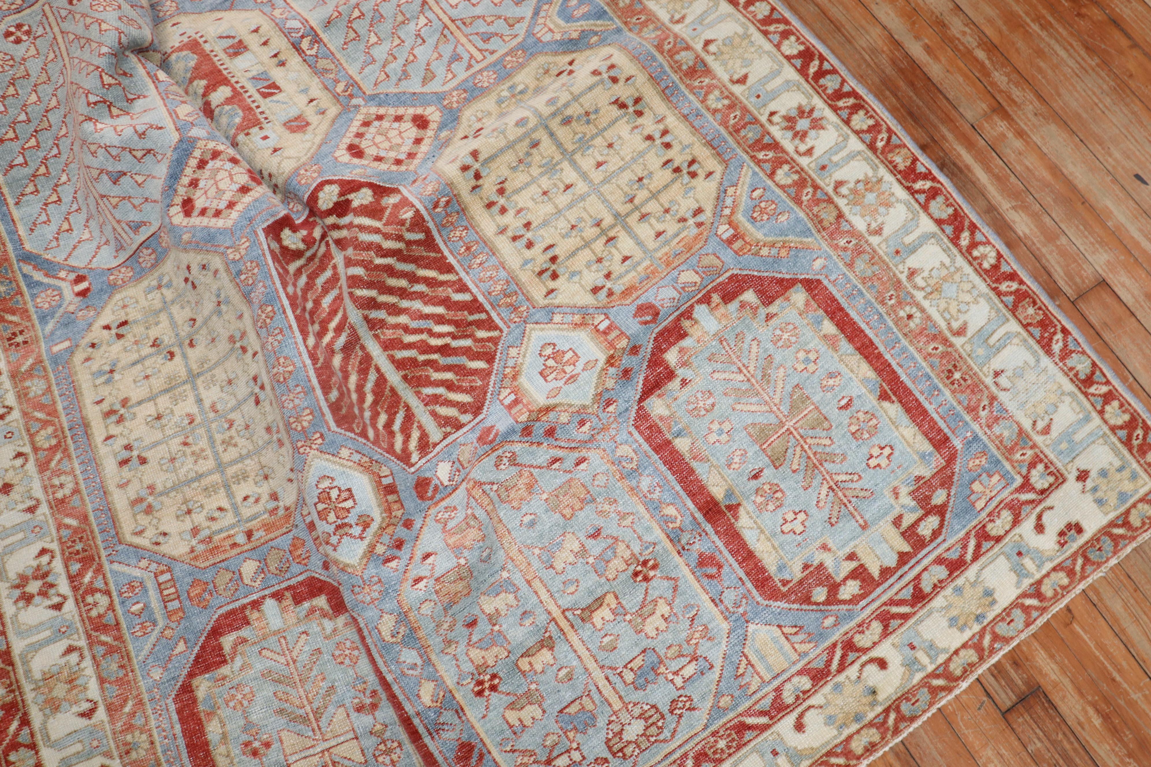 Sky Blue Persian Bakhtiari Rug In Good Condition For Sale In New York, NY
