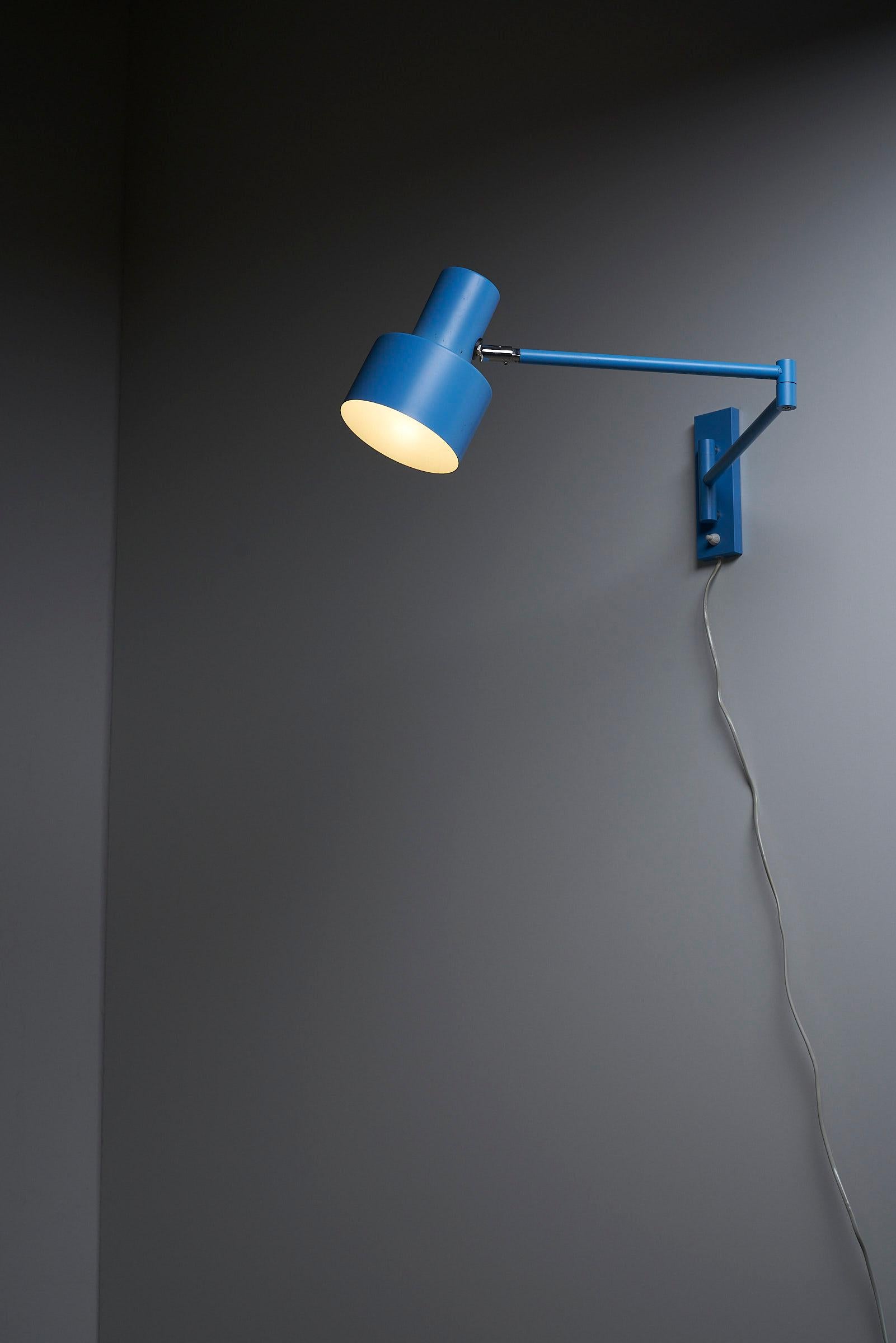 Mid-Century Modern Sky Blue Skala Wall Lamp By Jo Hammerborg For Fog&Mørup, original box included  For Sale