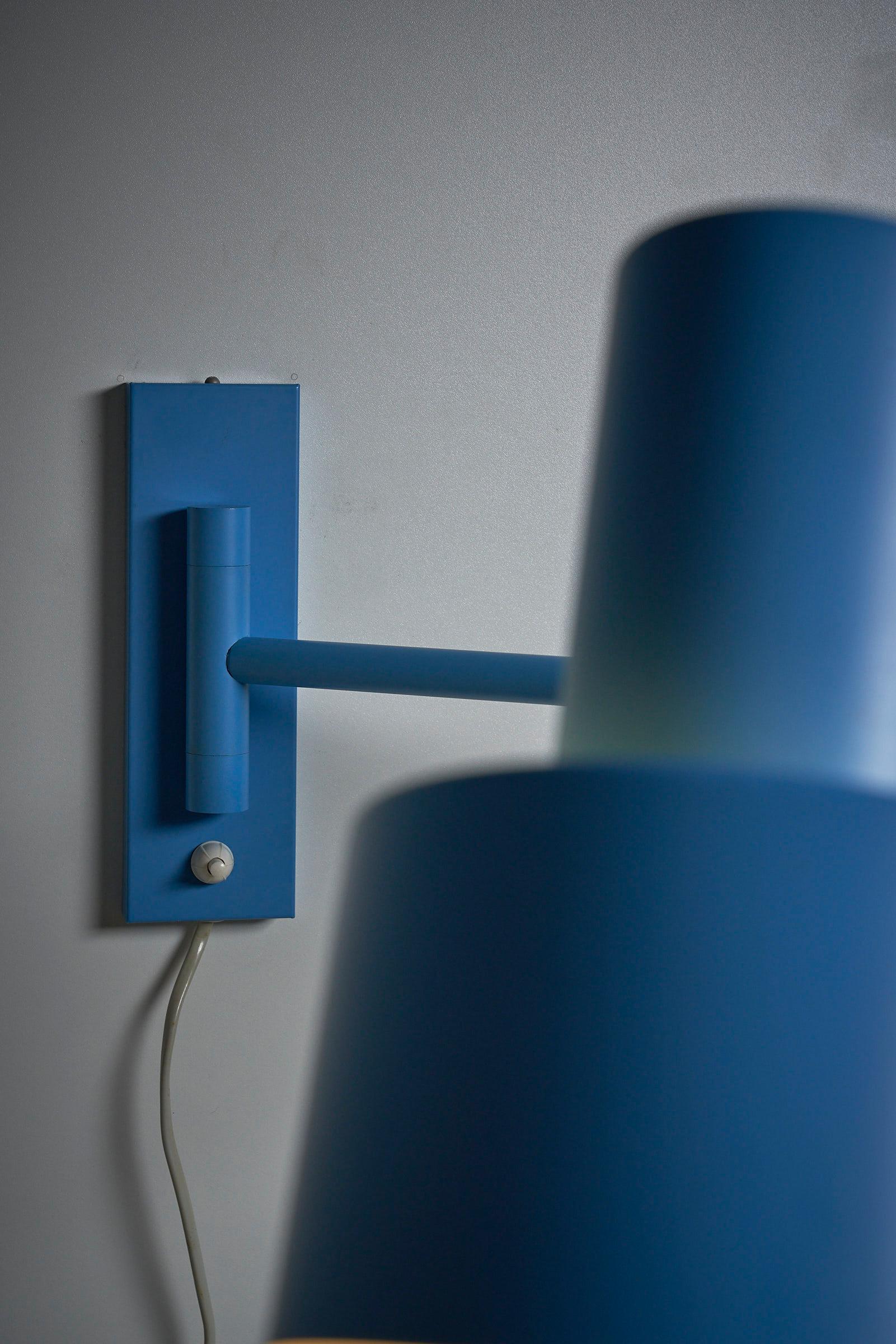 Danish Sky Blue Skala Wall Lamp By Jo Hammerborg For Fog&Mørup, original box included  For Sale
