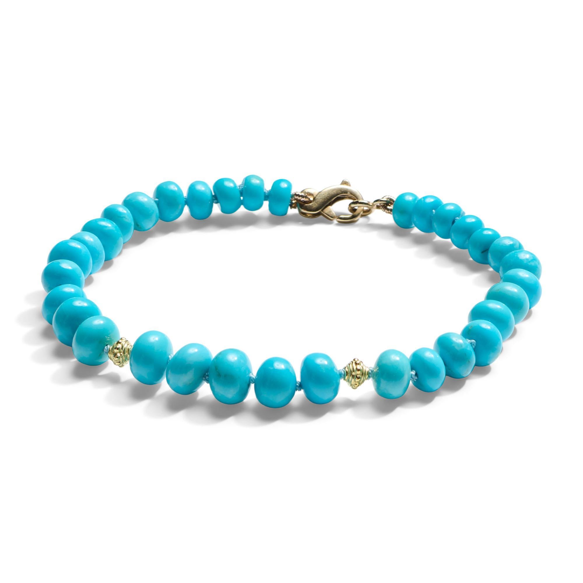 Echtes himmelblaues Dornröschen-Türkisarmband in Gelbgold im Zustand „Neu“ im Angebot in GOES, NL