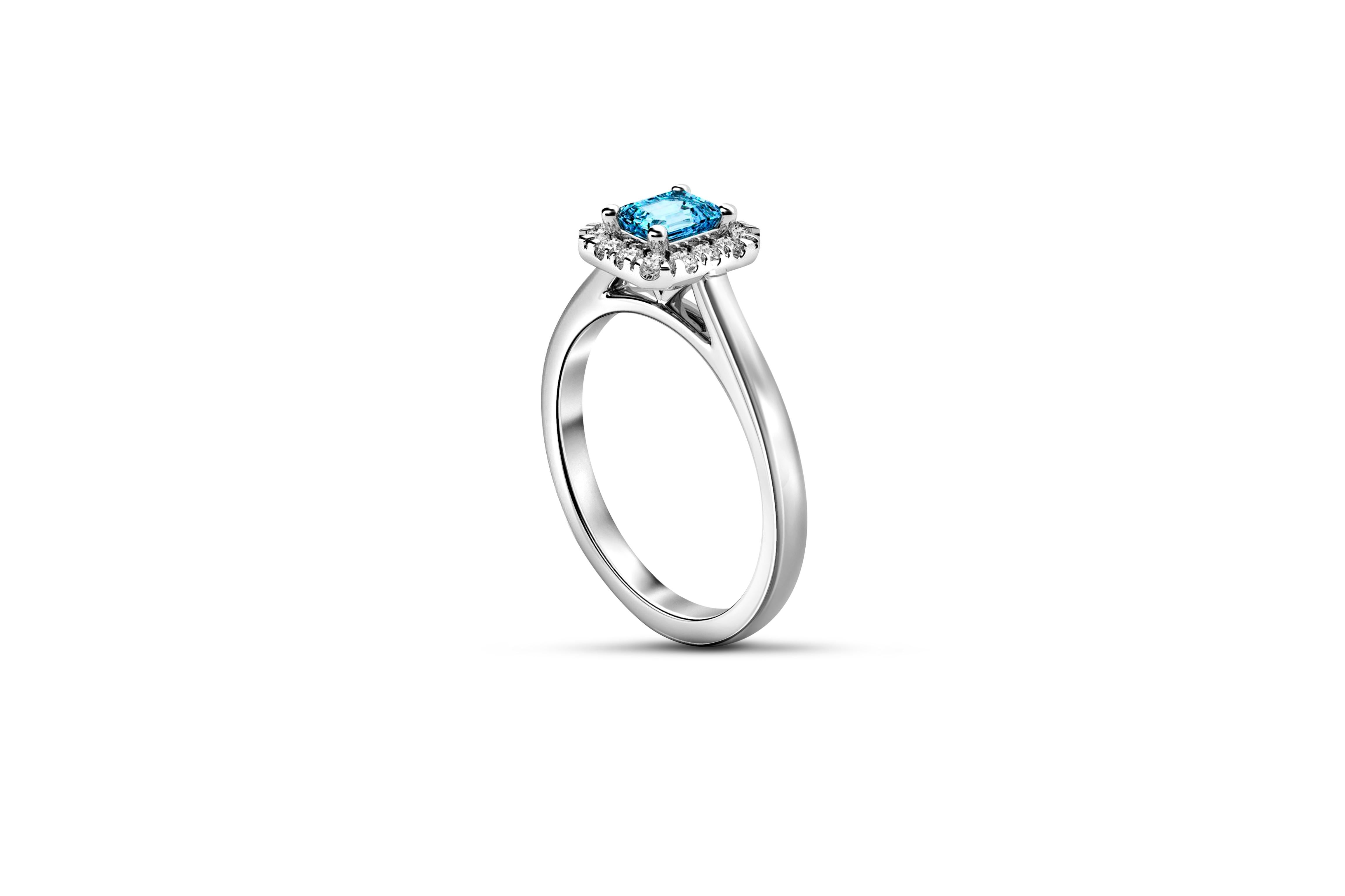 En venta: Anillo de oro de 14k con topacio azul celeste.  5