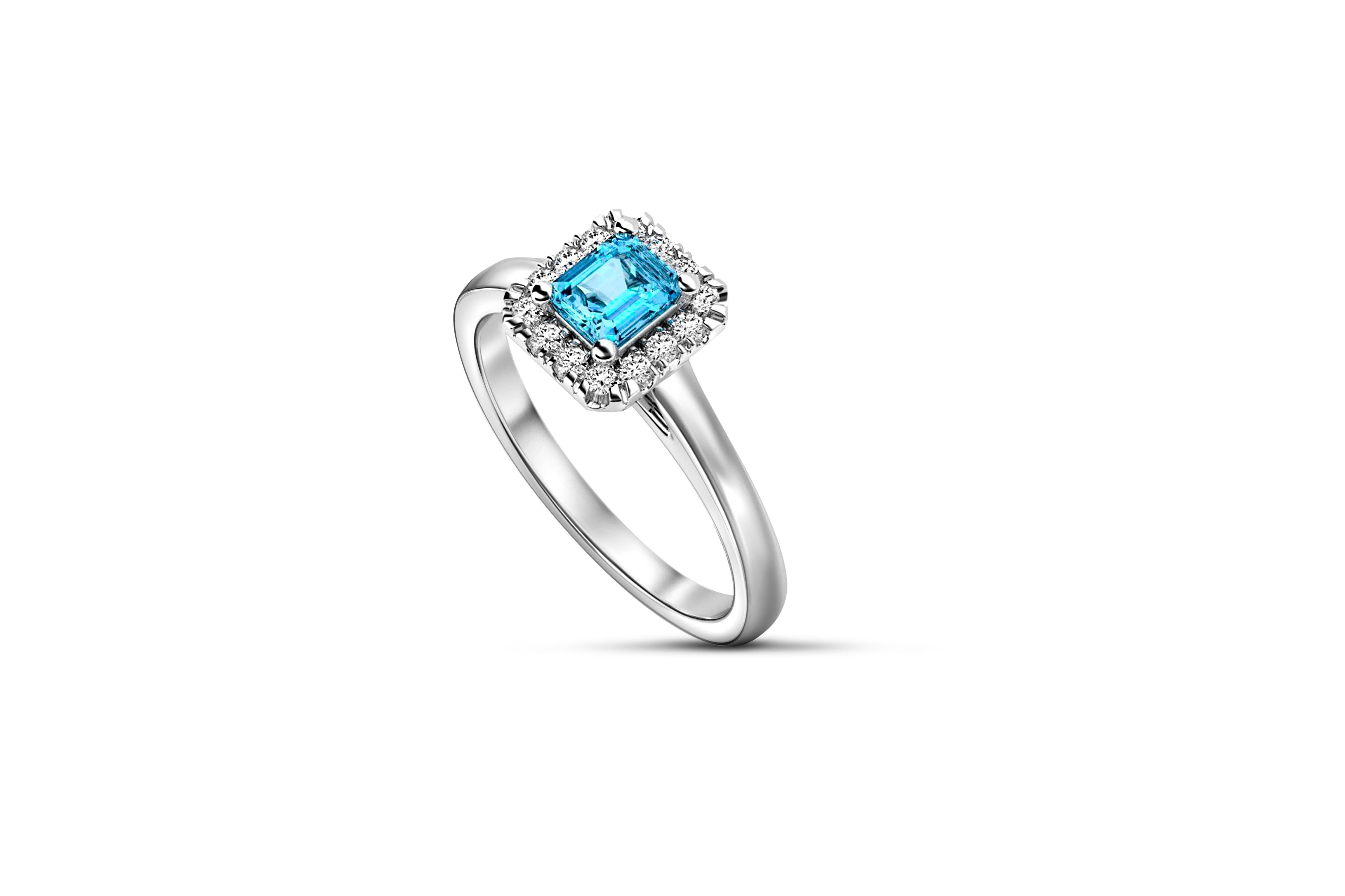 En venta: Anillo de oro de 14k con topacio azul celeste.  6