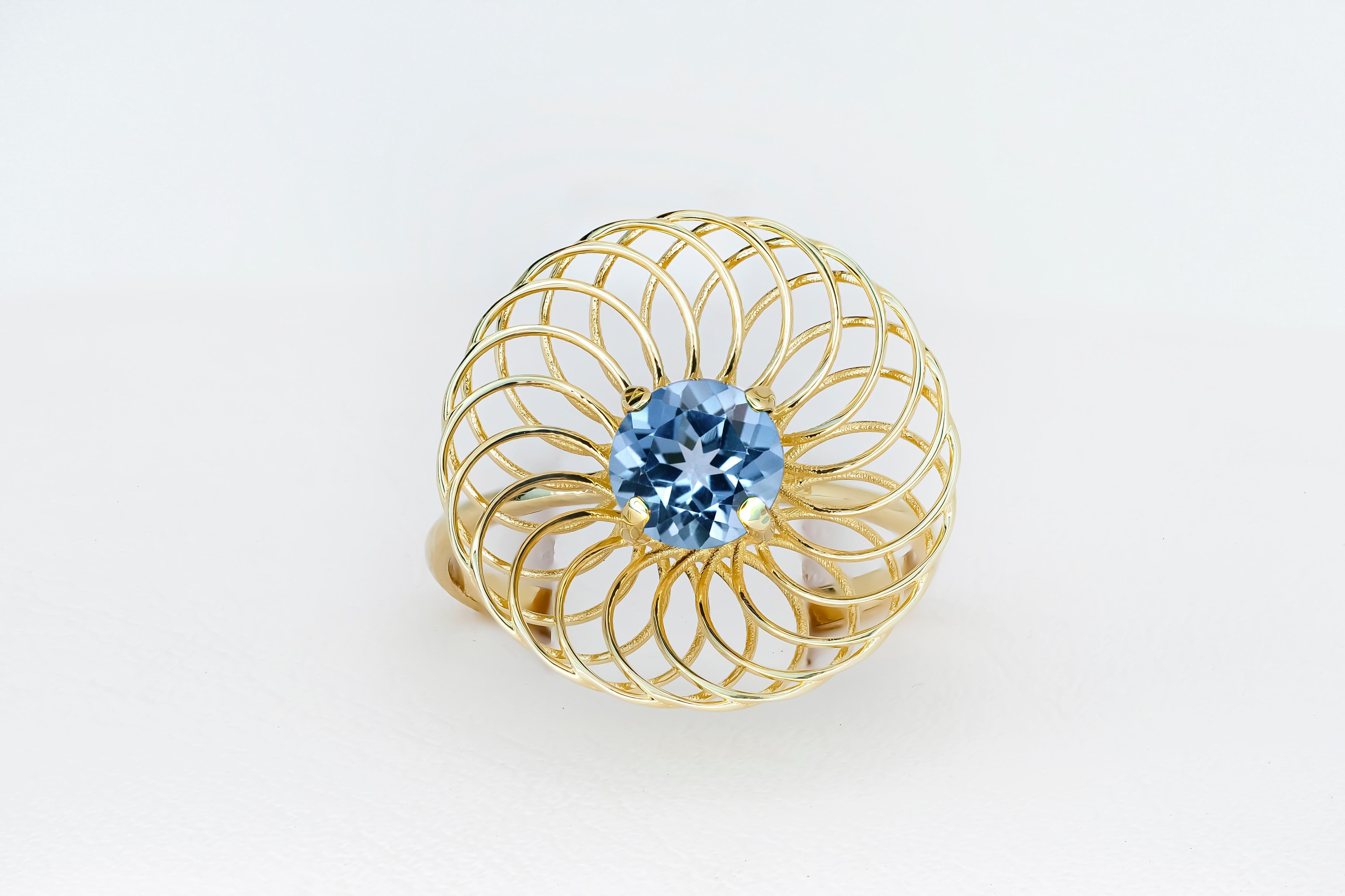 For Sale:  Sky Blue Topaz 14k Gold Ring, Topaz Engagement Ring 4