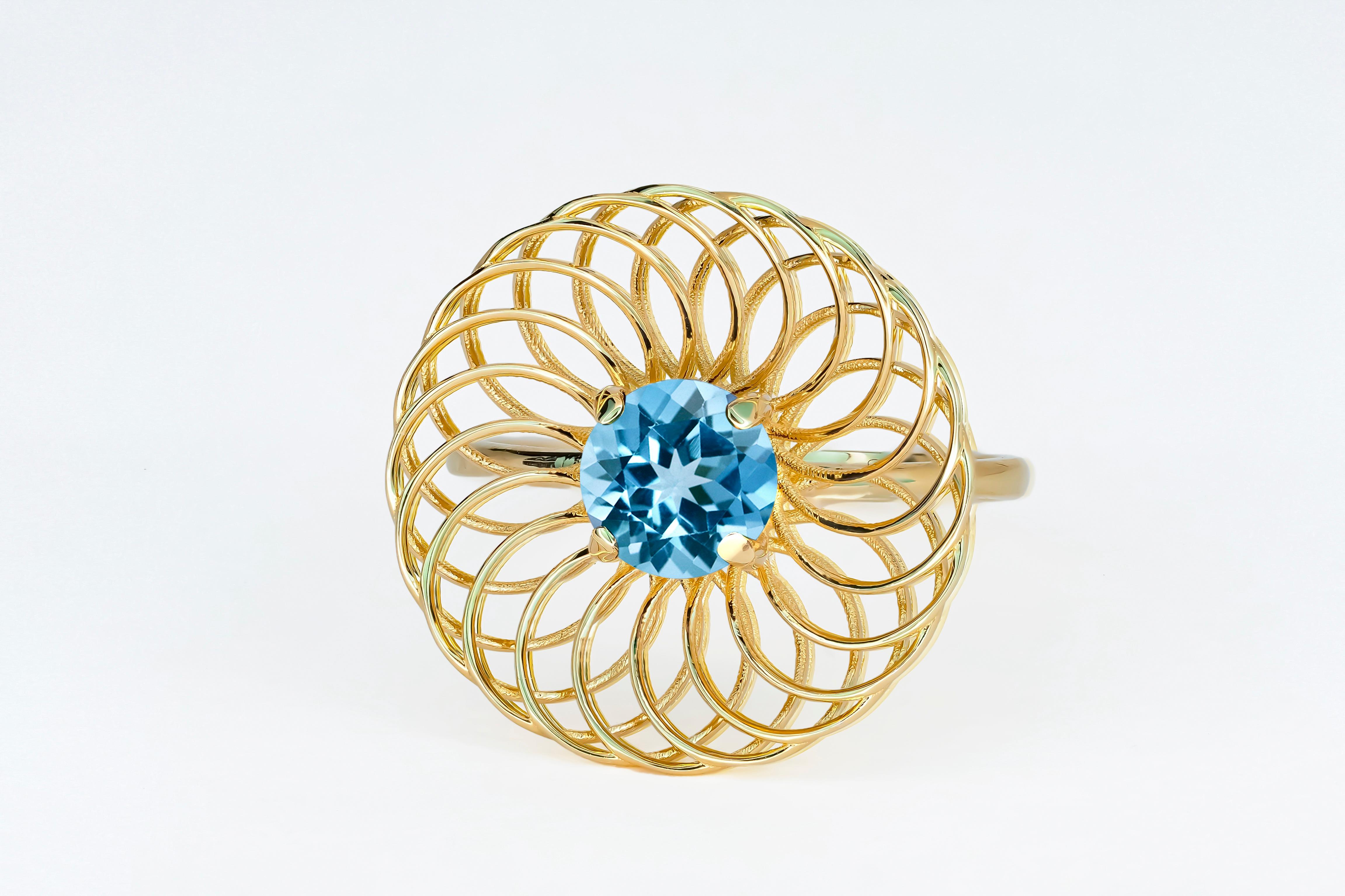For Sale:  Sky Blue Topaz 14k Gold Ring, Topaz Engagement Ring 6