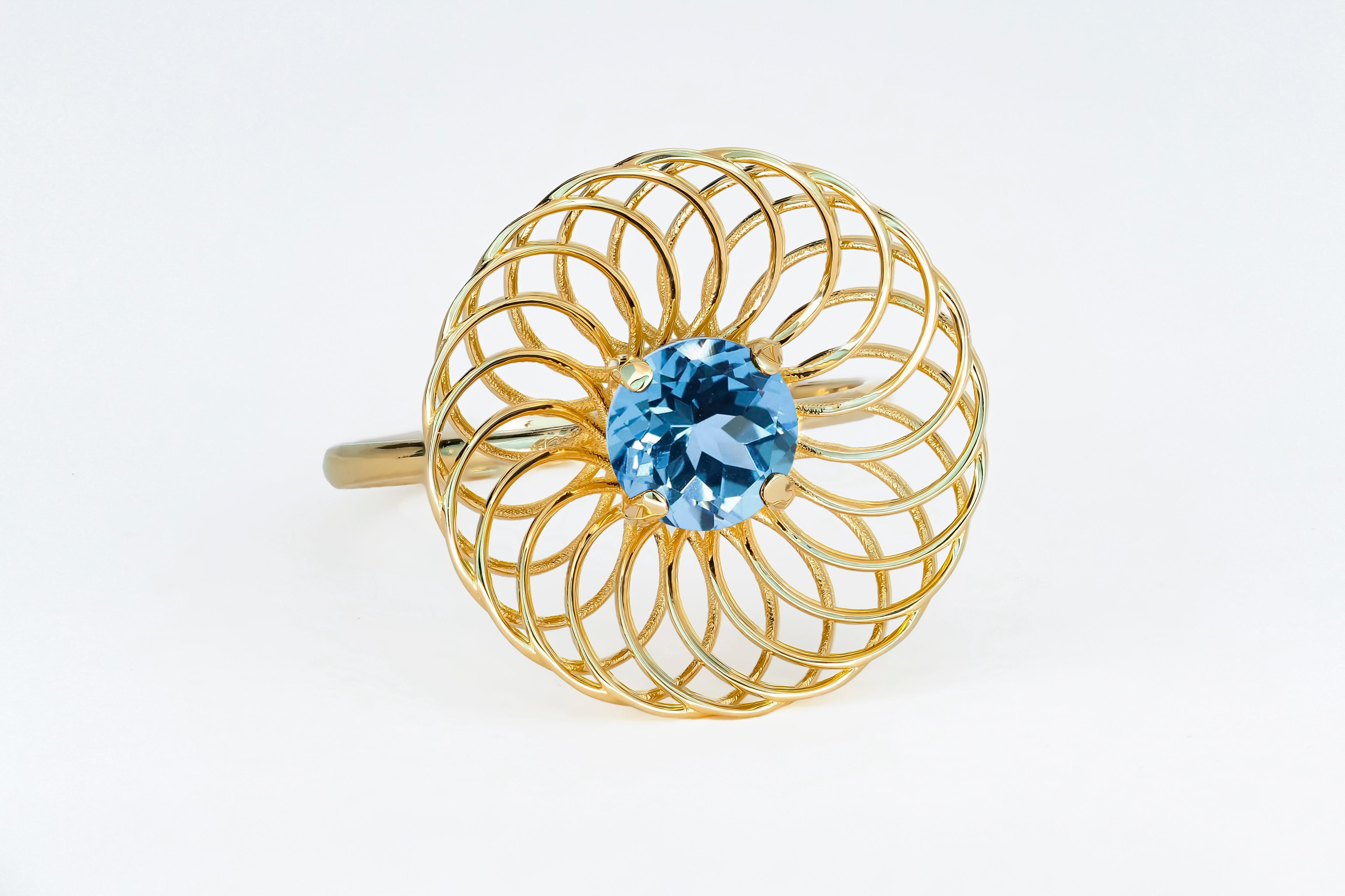 For Sale:  Sky Blue Topaz 14k Gold Ring, Topaz Engagement Ring 8