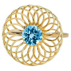 Sky Blue Topaz 14k Gold Ring, Topaz Engagement Ring