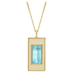 Sky Blue Topaz and White Enamel Drop Necklace