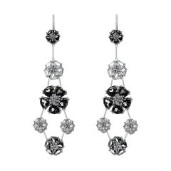 Sky Blue Topaz Blossom Double-Tier Chandelier Earrings