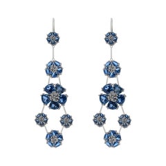 Sky Blue Topaz Blossom Double-Tier Chandelier Earrings
