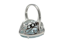 Sky Blue Topaz Diamond 18 Karat White Gold Cocktail Ring