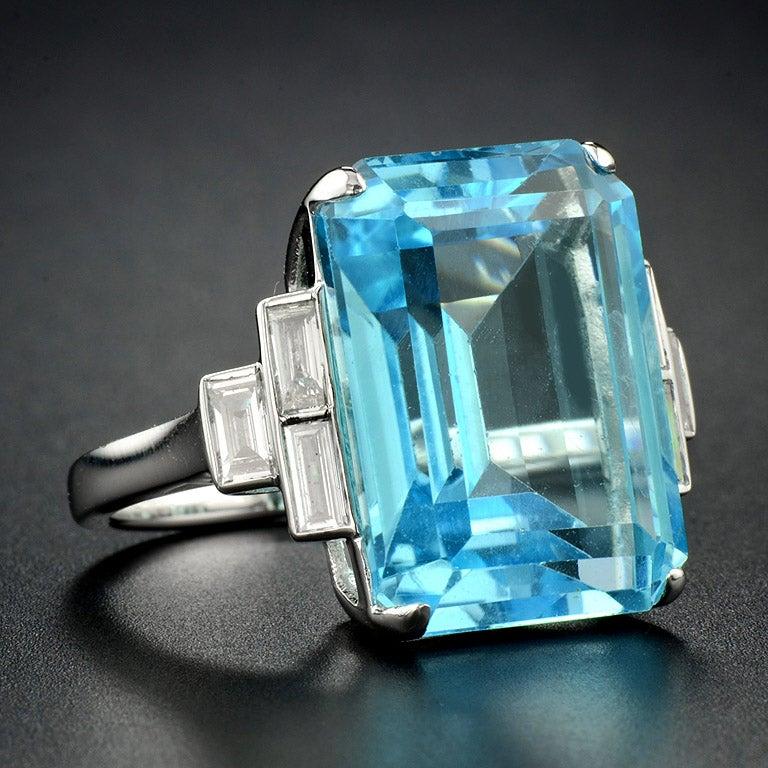 For Sale:  Sky Blue Topaz Diamond Cocktail Ring 3