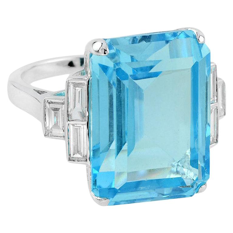 Sky Blue Topaz Diamond Cocktail Ring
