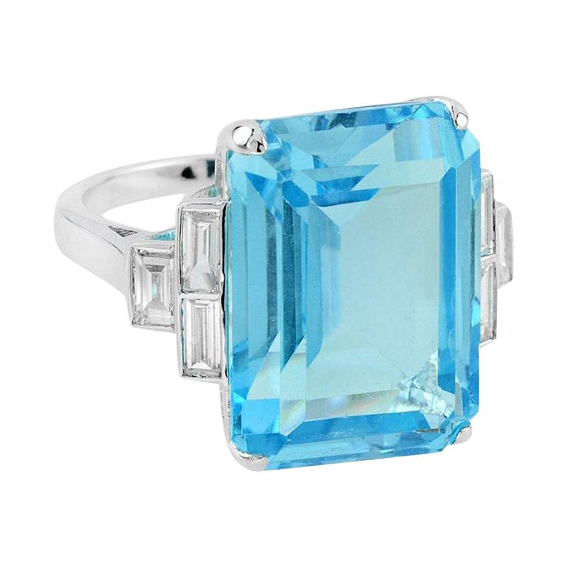 For Sale:  Sky Blue Topaz Diamond Cocktail Ring
