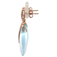 Sky Blue Topaz Diamond Drop Earrings 20.97 CTTW 18 Karat Rose Gold